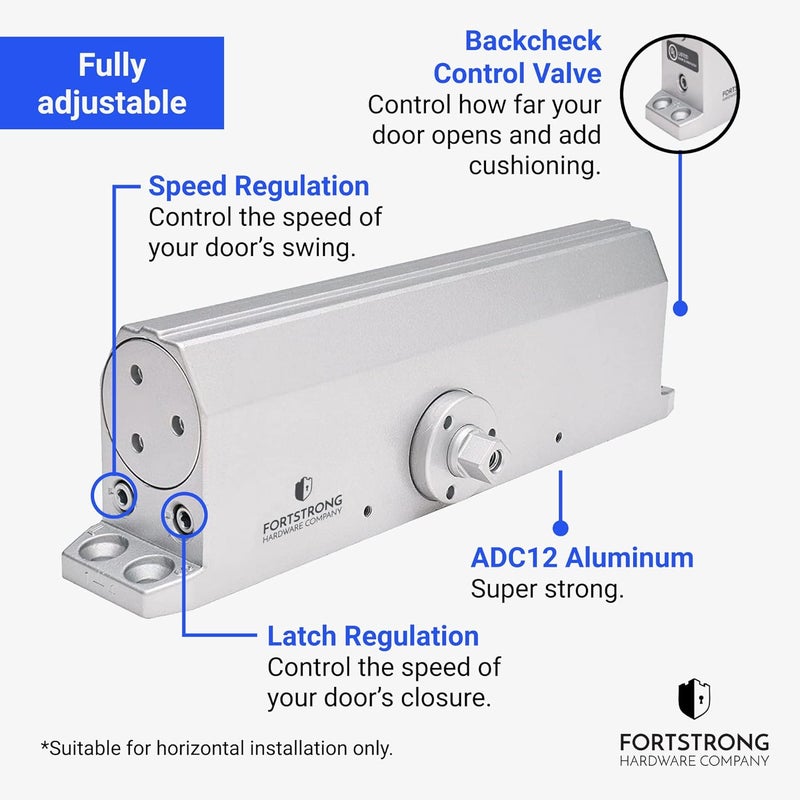 FORTSTRONG Commercial Door Closer Heavy Duty (Silver) - Automatic Door Closer - UL Listed Grade 1 ADA Hydraulic Door Closers Commercial Certified - FS-7600 - Image 3