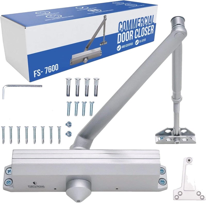 FORTSTRONG Commercial Door Closer Heavy Duty (Silver) - Automatic Door Closer - UL Listed Grade 1 ADA Hydraulic Door Closers Commercial Certified - FS-7600 - Image 1
