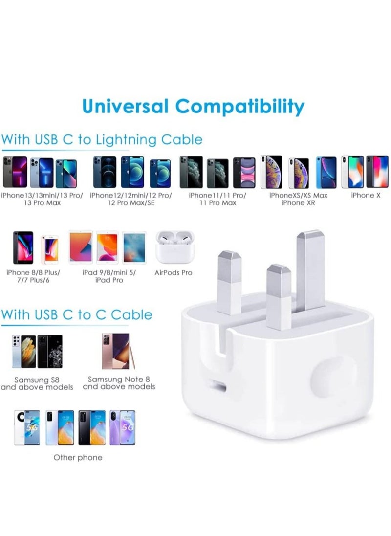 ELTRAZONE - iPhone 20W Charger 【Apple MFi Certified】 USB C Plug Fast Charge and USB C to Lightning Cable 2M PD Power Adapter Compatible with iPhone 13 Pro Max 13 12 SE2020 11 XR XS Max X 8 Plus iPad Pro Air Mini - Image 1