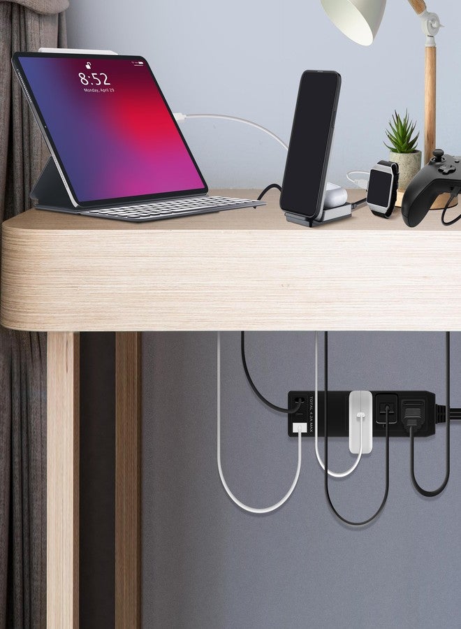 ليدير موسع منافذ LIDER بثلاثة مقابس، 12 وات USB من النوع A وUSB من النوع C، قابس حائط رفيع للغاية مع موسع سلك، شريط طاقة بثلاثة منافذ، وجه مسطح، تصميم نحيف، مدرج في قائمة ETL، سلك بطول 3 أقدام، أسود - Image 5