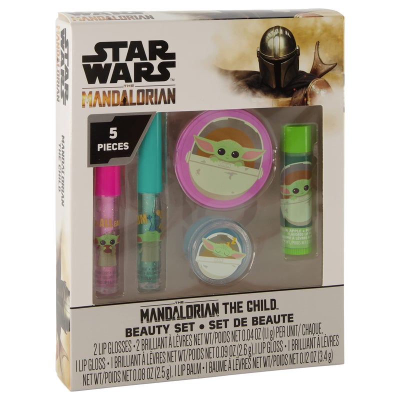 STAR WARS Mandalorian Baby Yoda Die Cut Lip Gloss Beauty Set â€“ Includes 4 Flavored Lip Glosses and 1 Green Apple Flavored Lip Balm, Star Wars Themed Makeup Kit & Baby Yoda Gift Set - Image 2
