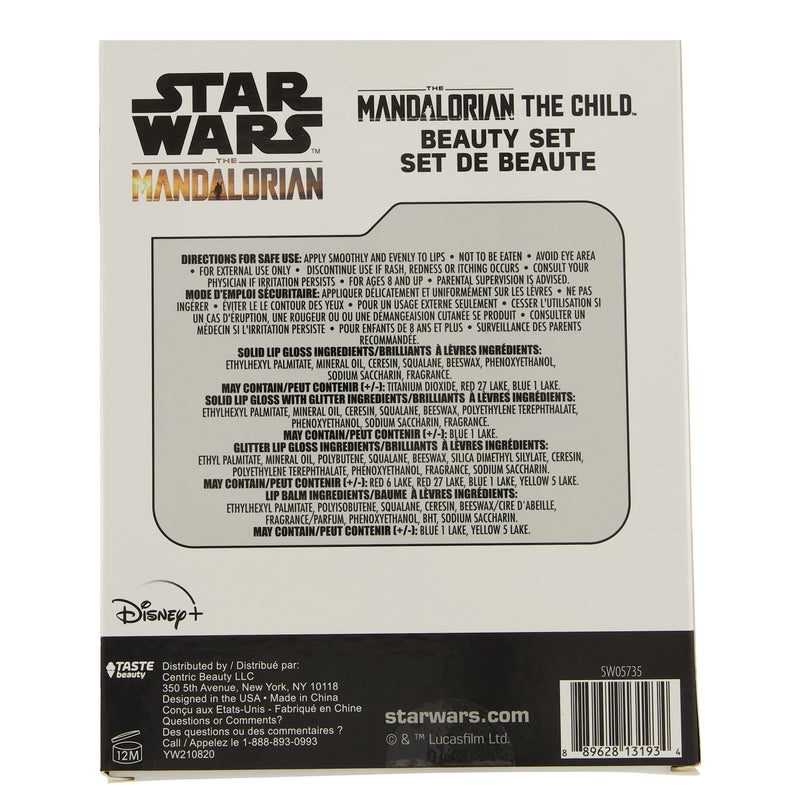STAR WARS Mandalorian Baby Yoda Die Cut Lip Gloss Beauty Set â€“ Includes 4 Flavored Lip Glosses and 1 Green Apple Flavored Lip Balm, Star Wars Themed Makeup Kit & Baby Yoda Gift Set - Image 3