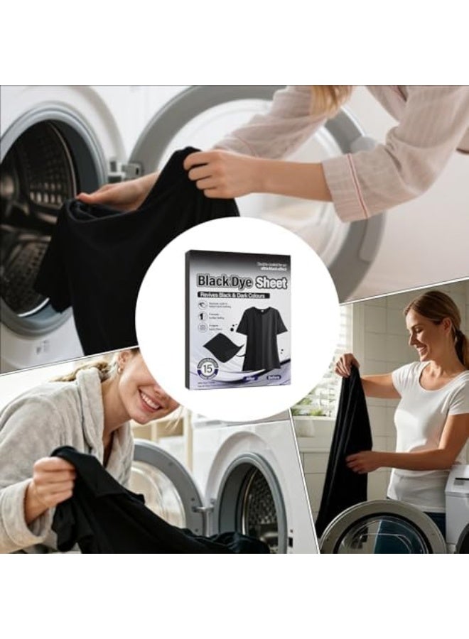 صبغة قماش سوداء للملابس، مُجدد لون، أوراق صبغة سوداء | للعناية بالأقمشة في الغسالة واستعادة الملابس - Image 4