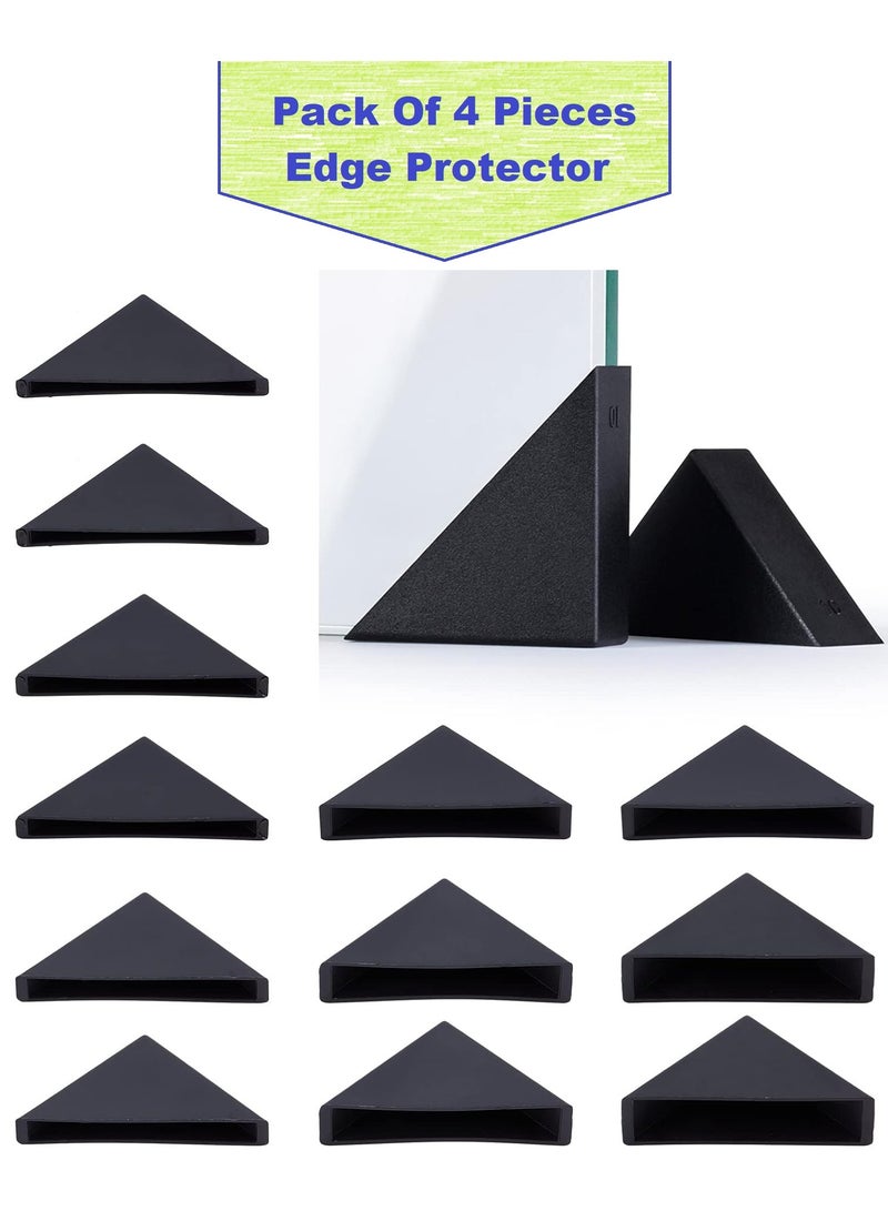 4Pcs Triangle Corner Protector, Plastic Glass Table Shelf Corner Guards, Black Mirror Corner Covers, Baby Proofing Edge Protector (Black) - Image 1