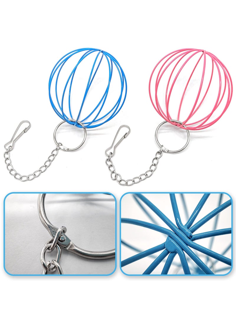 الأزرق جي دبليو Rabbit Hay Feeder Ball 2PCS Bunny Grass Sphere Play Chew Toy 2 in 1Hay Manger Dispenser Small Animals for Chinchillas Hamsters - Image 3
