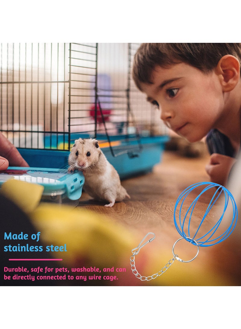 الأزرق جي دبليو Rabbit Hay Feeder Ball 2PCS Bunny Grass Sphere Play Chew Toy 2 in 1Hay Manger Dispenser Small Animals for Chinchillas Hamsters - Image 5
