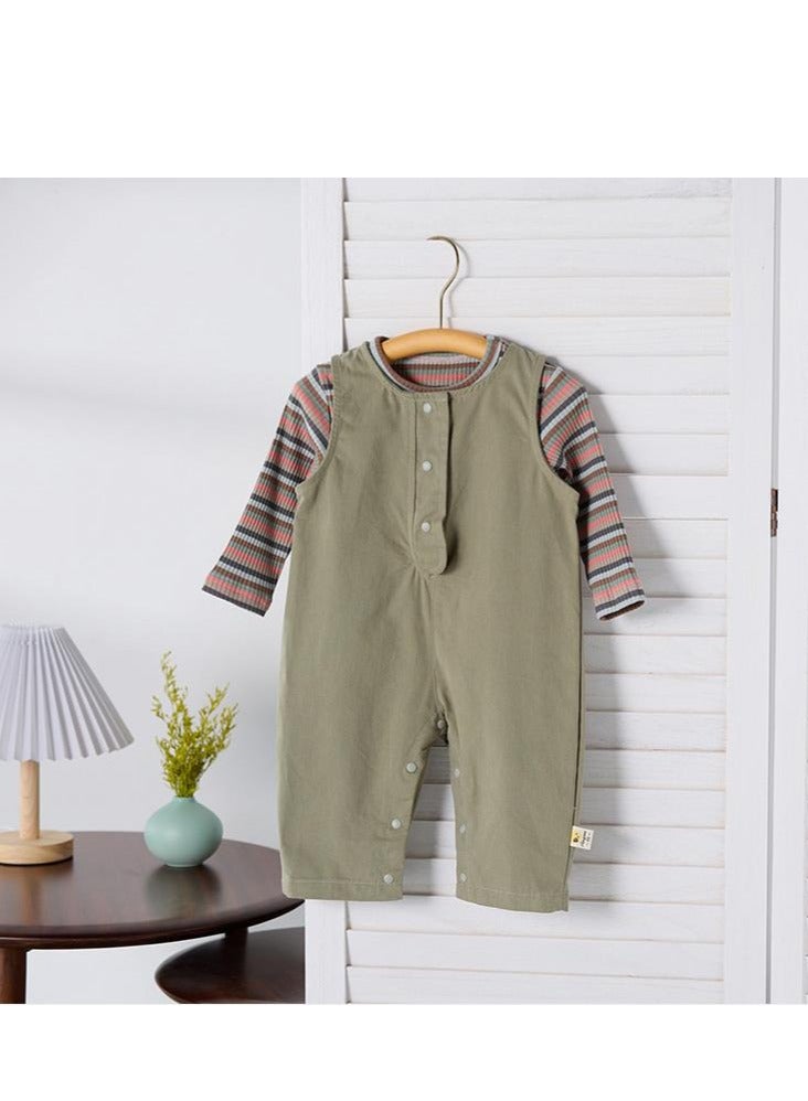 Children's Casual Candy Colored Top+Wide Shoulder Overalls - Image 1