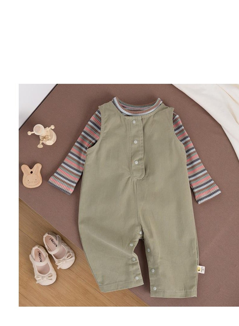 Children's Casual Candy Colored Top+Wide Shoulder Overalls - Image 2