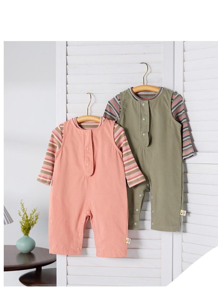 Children's Casual Candy Colored Top+Wide Shoulder Overalls - Image 5