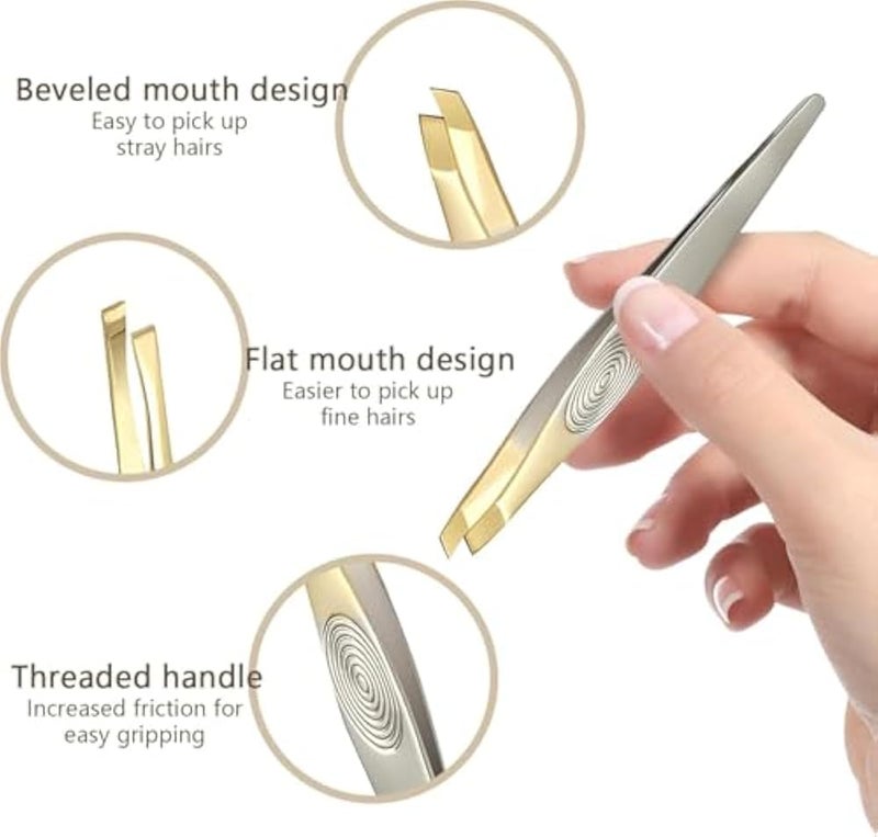 Tweezer - Professional Eyebrow, Facial & Hair Remover - Etched Interior Tip to Grab Hair From the Root-SILVER - Image 2