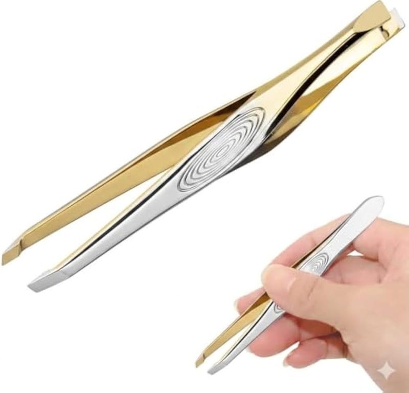 Tweezer - Professional Eyebrow, Facial & Hair Remover - Etched Interior Tip to Grab Hair From the Root-SILVER - Image 1