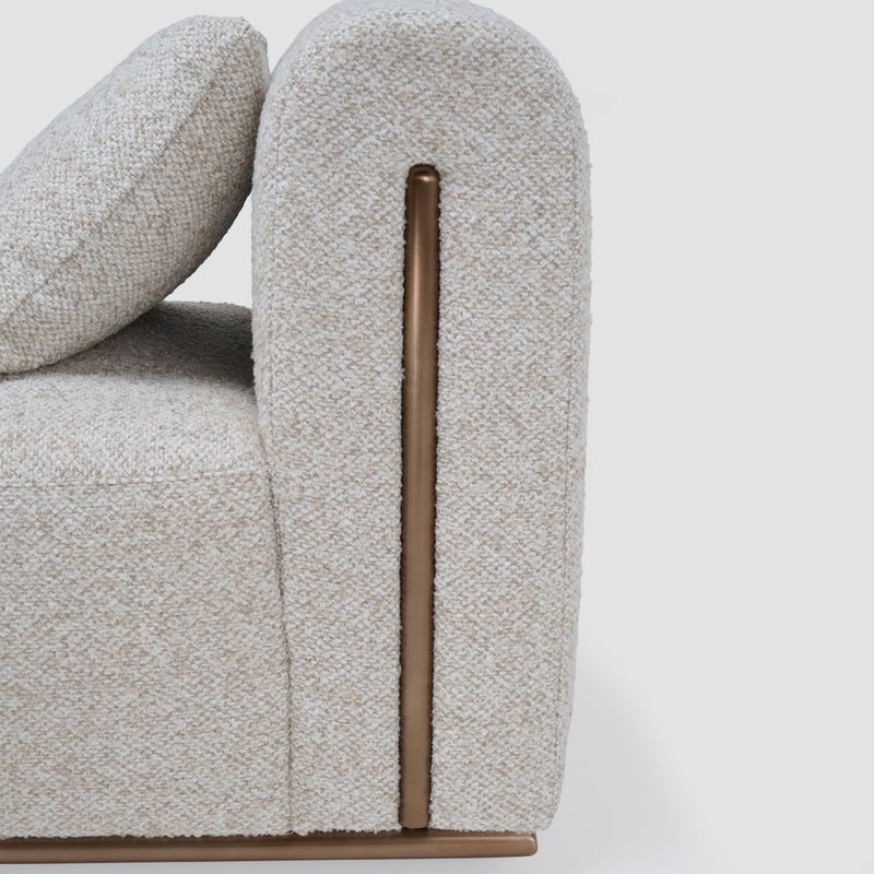 AL HUZAIFA FURNITURE Carys Armless Swivel Chair, Fully Upholstered In Fabric With Metal Legs - Image 3