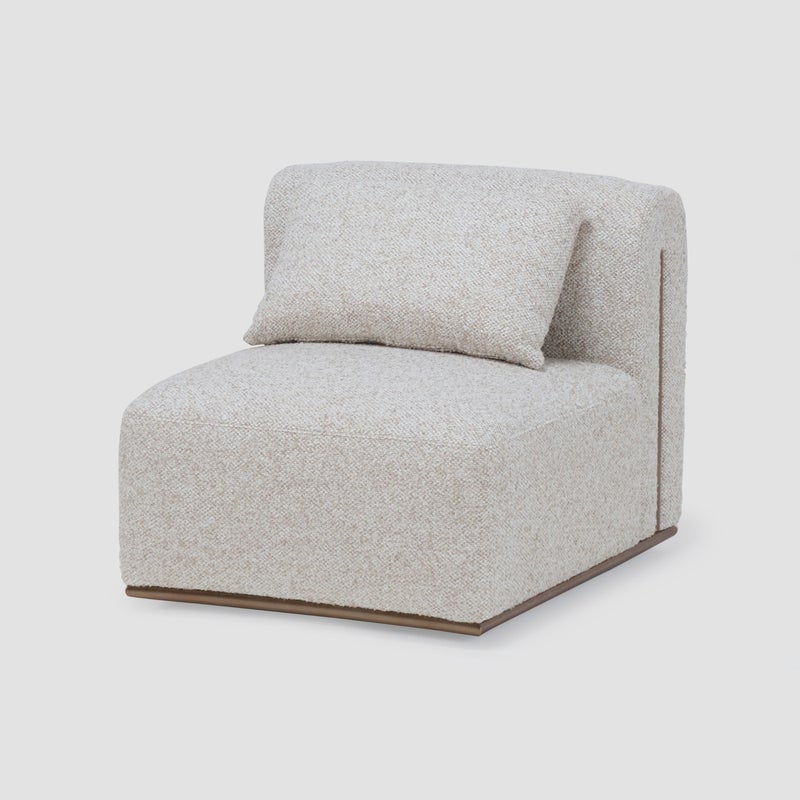 AL HUZAIFA FURNITURE Carys Armless Swivel Chair, Fully Upholstered In Fabric With Metal Legs - Image 1
