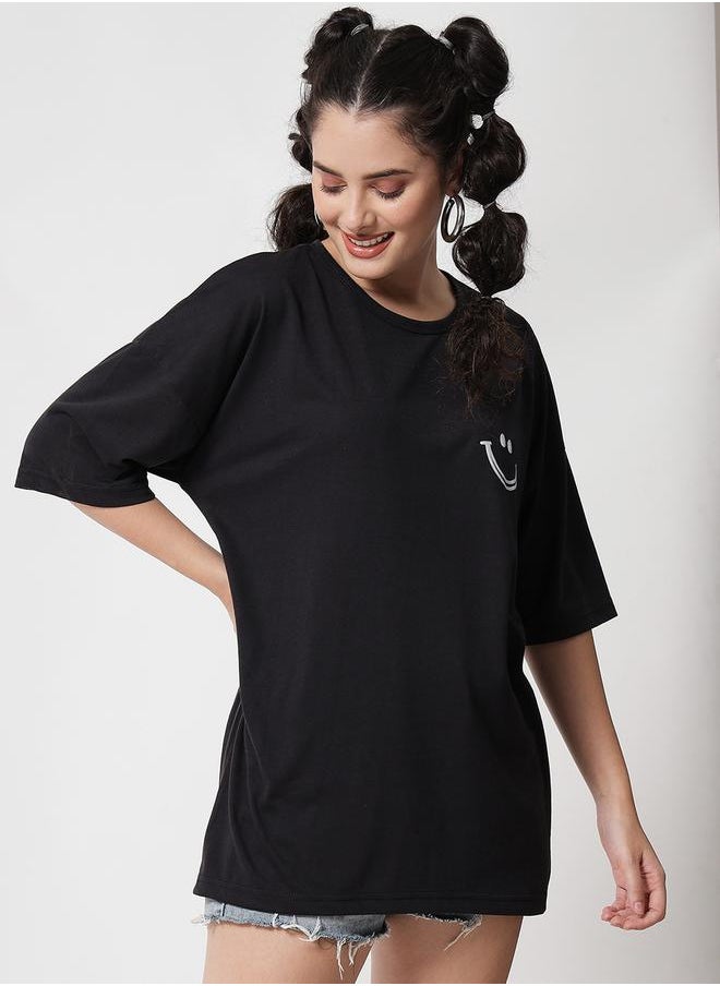 Kotty Graphic Print Dropped Shoulders Oversized T-Shirt by Styli  - Image 3