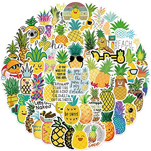 Pineapple Stickers 50 Pcs Pineapple Waterproof Vinyl Decals for Helmet Water Bottles Bicycle Laptop Refrigerator Luggage Computer Mobile Phone Skateboard Bike Dcor