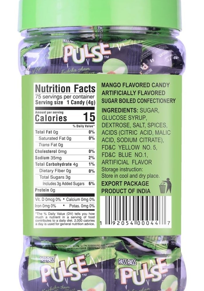 Pulse Pass Pass Pulse Kachcha Aam Mango Candy with Tangy Twist - 300g (75 Pieces) - Image 2