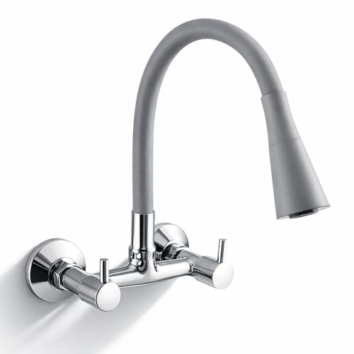 10X Sink Mixer Tap for Kitchen 2 in 1 BYL-9876 Flexible Tap with Silicone Flexible Spout | Hot & Cold Water Control | Chrome Plated | Heavy Brass Cartridge | Dual Lever Design - Image 1