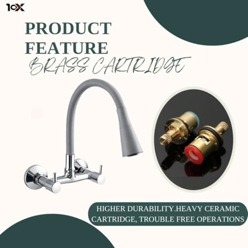 10X Sink Mixer Tap for Kitchen 2 in 1 BYL-9876 Flexible Tap with Silicone Flexible Spout | Hot & Cold Water Control | Chrome Plated | Heavy Brass Cartridge | Dual Lever Design - Image 4