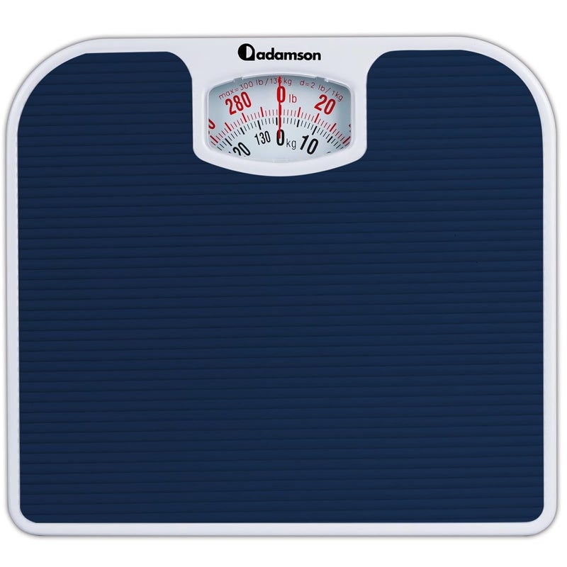 Adamson A21 Analog Scales for Body Weight  Up to 300 LB  New  AntiSkid Rubber Surface  Large Numbers  Analog Bathroom Scale  Affordable  Durable with 20Year Assurance  Blue - Image 1