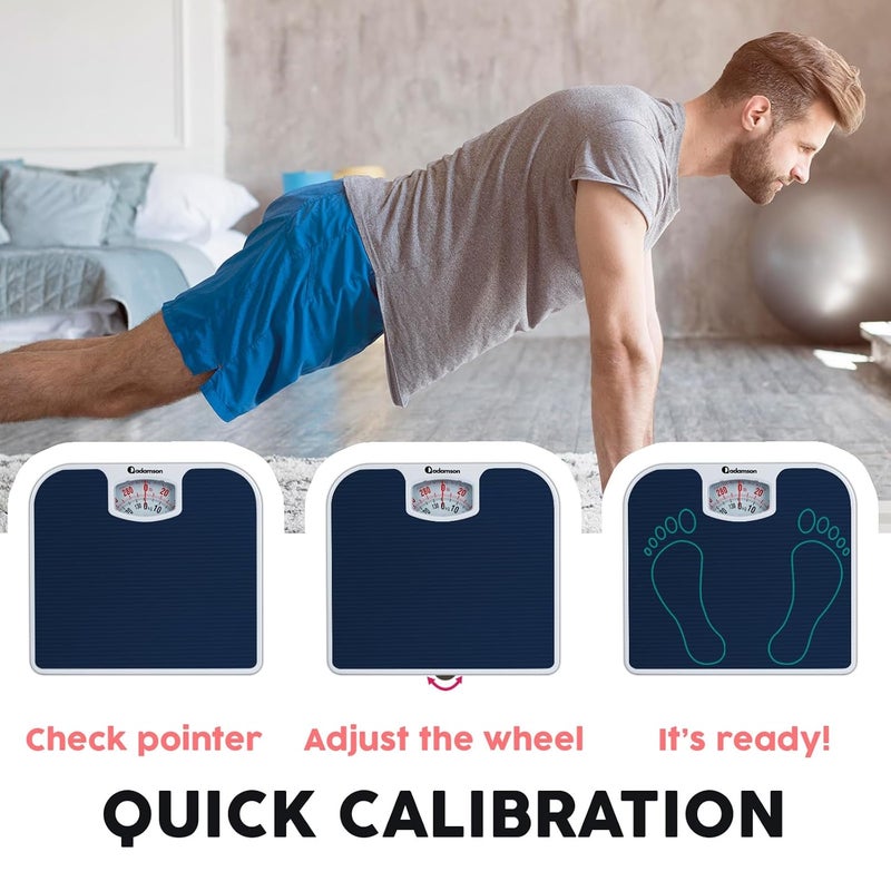 Adamson A21 Analog Scales for Body Weight  Up to 300 LB  New  AntiSkid Rubber Surface  Large Numbers  Analog Bathroom Scale  Affordable  Durable with 20Year Assurance  Blue - Image 3