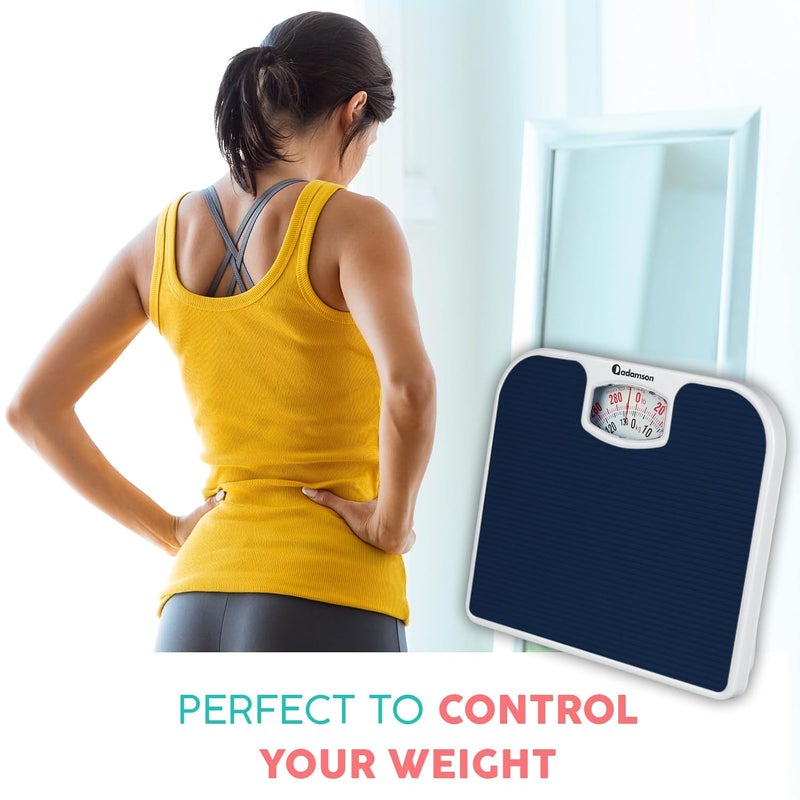 Adamson A21 Analog Scales for Body Weight  Up to 300 LB  New  AntiSkid Rubber Surface  Large Numbers  Analog Bathroom Scale  Affordable  Durable with 20Year Assurance  Blue - Image 4