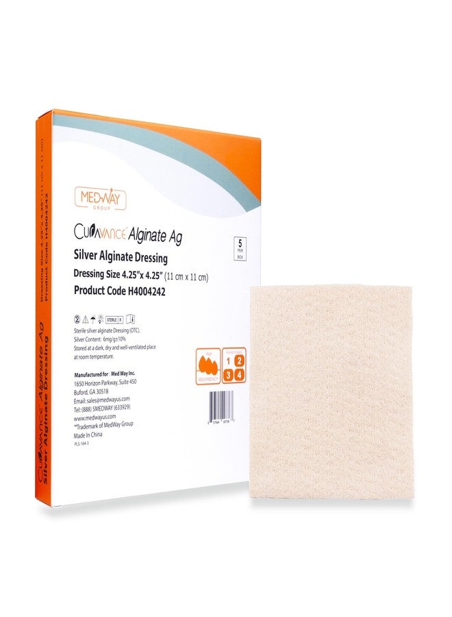 MedVance ضمادة ميدفانس ميدهيل فضية من ألجينات الكالسيوم المعقمة شديدة الامتصاص، (4.25" × 4.25") 5 ضمادات/علبة، 5 عدد (عبوة من 1) - Image 1