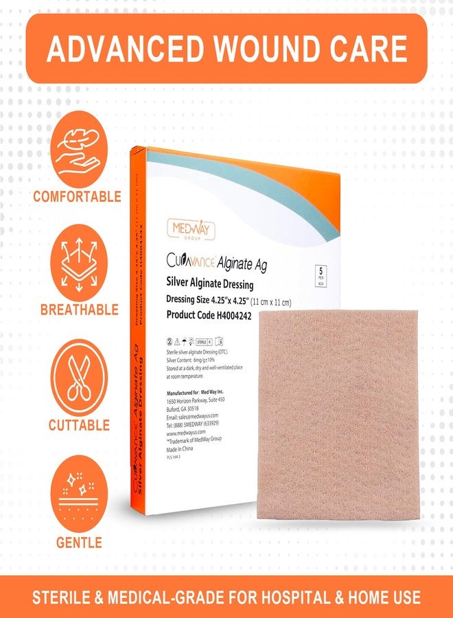 MedVance ضمادة ميدفانس ميدهيل فضية من ألجينات الكالسيوم المعقمة شديدة الامتصاص، (4.25" × 4.25") 5 ضمادات/علبة، 5 عدد (عبوة من 1) - Image 4