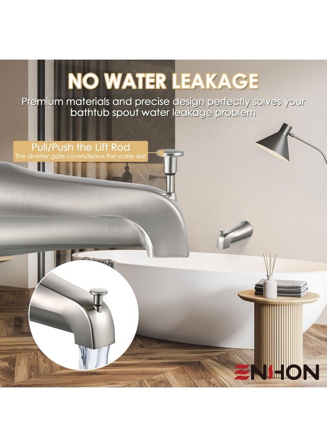 Enhon 1 Pack Slip on Tub Spout with Diverter, Compatible with American Standard 8888026.002 Tub Spout, Bathroom Bathtub Faucet, Fits 1/2" Copper Water Tube(5/8" Dia), 5/32" Hex Wrench (Brushed Nickel) - Image 1