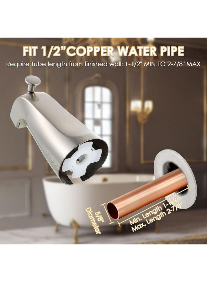 Enhon 1 Pack Slip on Tub Spout with Diverter, Compatible with American Standard 8888026.002 Tub Spout, Bathroom Bathtub Faucet, Fits 1/2" Copper Water Tube(5/8" Dia), 5/32" Hex Wrench (Brushed Nickel) - Image 2