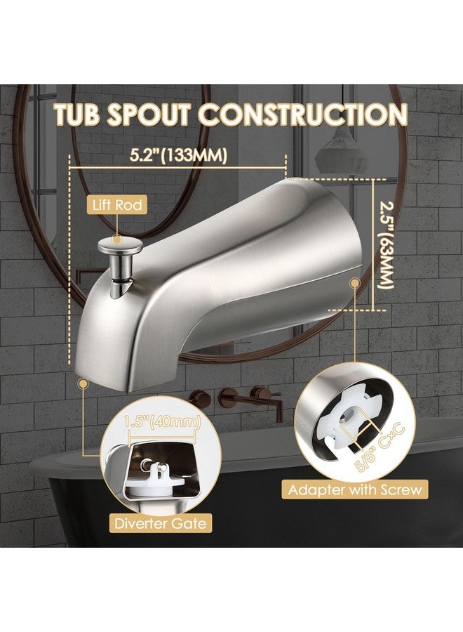 Enhon 1 Pack Slip on Tub Spout with Diverter, Compatible with American Standard 8888026.002 Tub Spout, Bathroom Bathtub Faucet, Fits 1/2" Copper Water Tube(5/8" Dia), 5/32" Hex Wrench (Brushed Nickel) - Image 4
