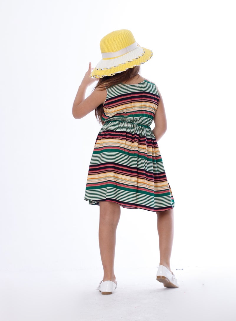 بيبو_فستان مقلم الوان كت_أخضر - Image 3