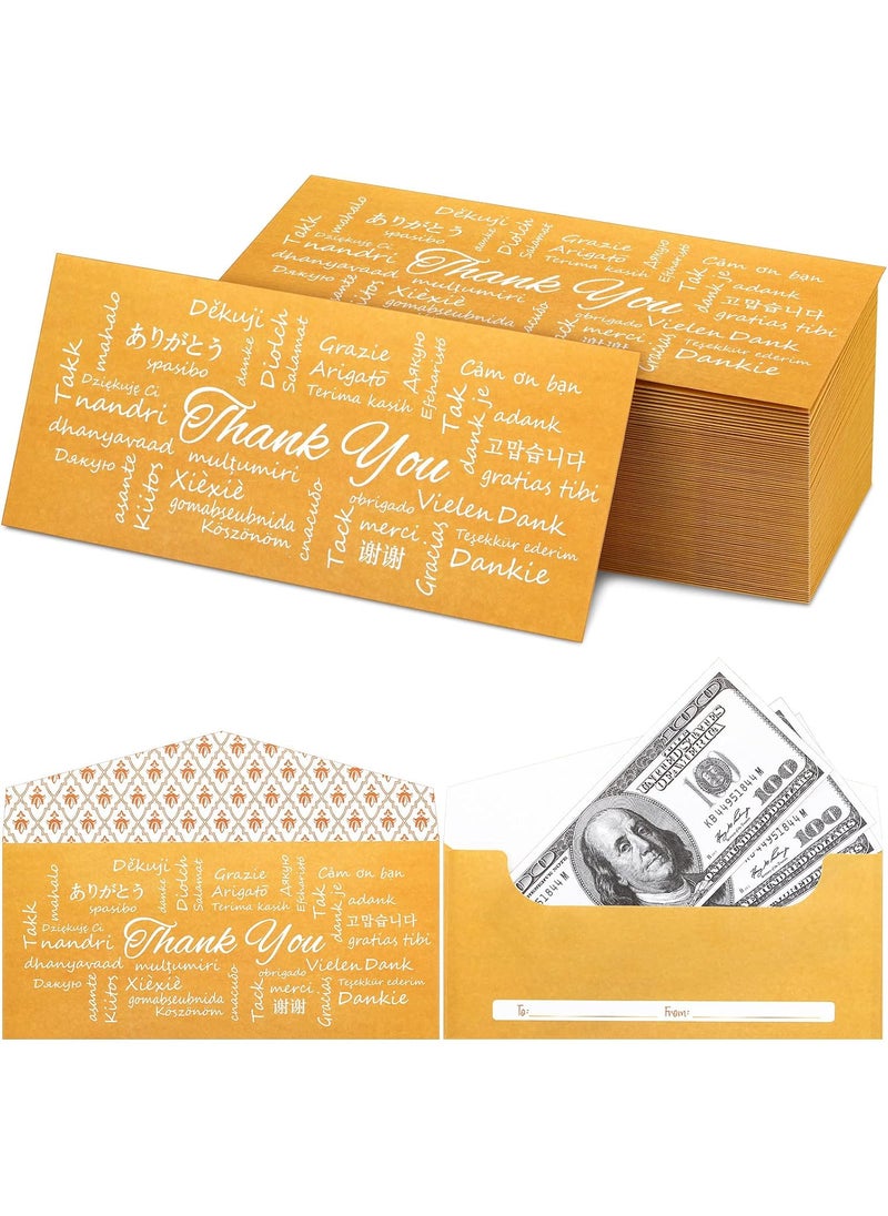 Teling Teling 100 Pack Gold Money Envelopes for Cash Gifts Kraft Small Coin Envelopes Bulk Decorative Holders for Currency Birthday Graduation Wedding 3 x 7 Inches  - Image 1