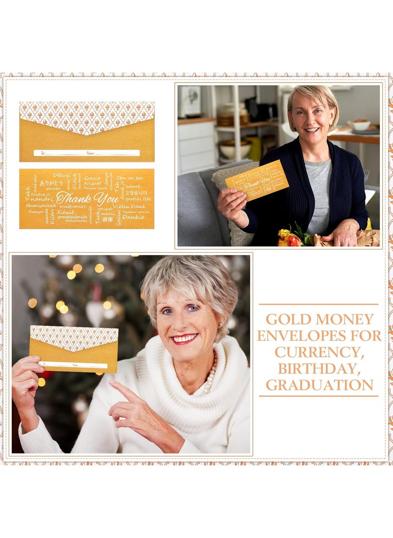 Teling Teling 100 Pack Gold Money Envelopes for Cash Gifts Kraft Small Coin Envelopes Bulk Decorative Holders for Currency Birthday Graduation Wedding 3 x 7 Inches  - Image 4