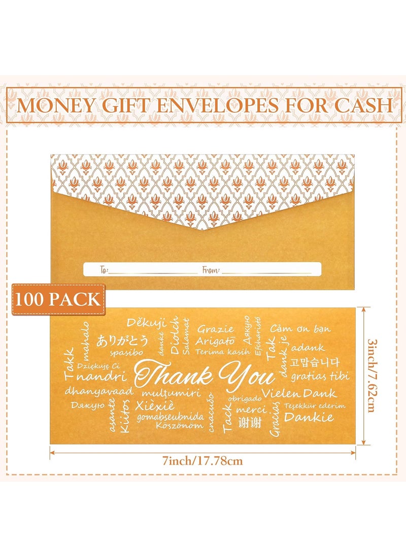 Teling Teling 100 Pack Gold Money Envelopes for Cash Gifts Kraft Small Coin Envelopes Bulk Decorative Holders for Currency Birthday Graduation Wedding 3 x 7 Inches  - Image 2