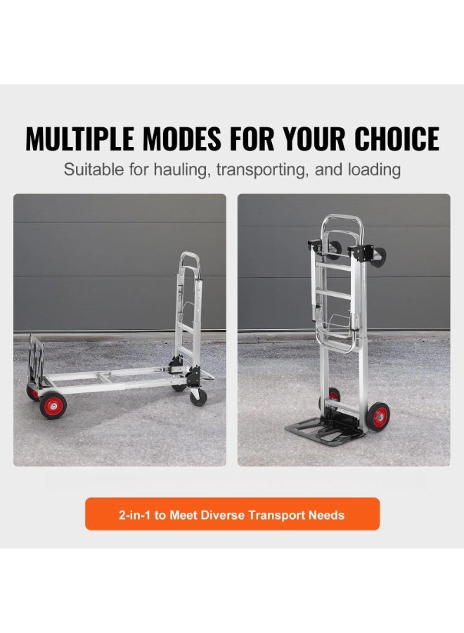 LAMAY Folding Hand Truck, 2 in 1 Design 400 lbs Capacity, Heavy Duty Industrial Collapsible cart, Dolly Cart with Rubber Wheels for Transport and Moving in Warehouse, Supermarket, Garden - Image 4