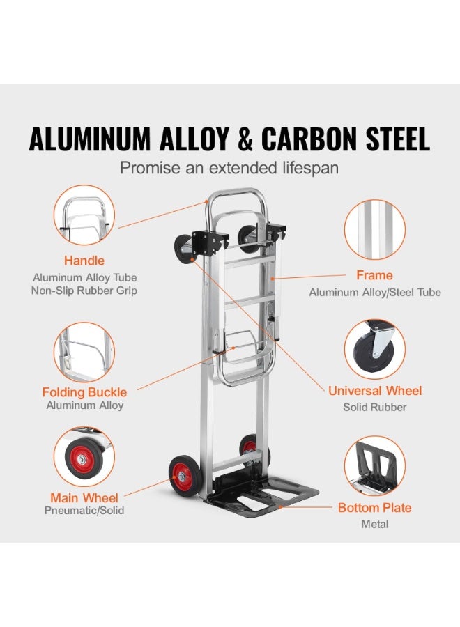 LAMAY Folding Hand Truck, 2 in 1 Design 400 lbs Capacity, Heavy Duty Industrial Collapsible cart, Dolly Cart with Rubber Wheels for Transport and Moving in Warehouse, Supermarket, Garden - Image 3