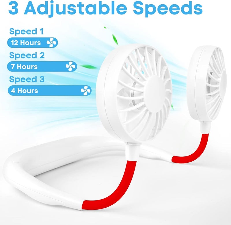 Bosoner Portable Neck Fan Rechargeable, Personal Necks Fans Round Neck, Hanging Head Fan Neck Hands Free Cooling Hanging Personal Fan Wearable Usb Neckband Fan Outdoor Travel Holiday Essentials for Women Men - Image 2