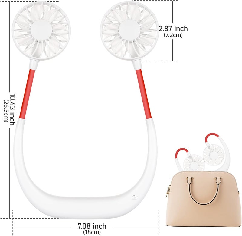 Bosoner Portable Neck Fan Rechargeable, Personal Necks Fans Round Neck, Hanging Head Fan Neck Hands Free Cooling Hanging Personal Fan Wearable Usb Neckband Fan Outdoor Travel Holiday Essentials for Women Men - Image 5