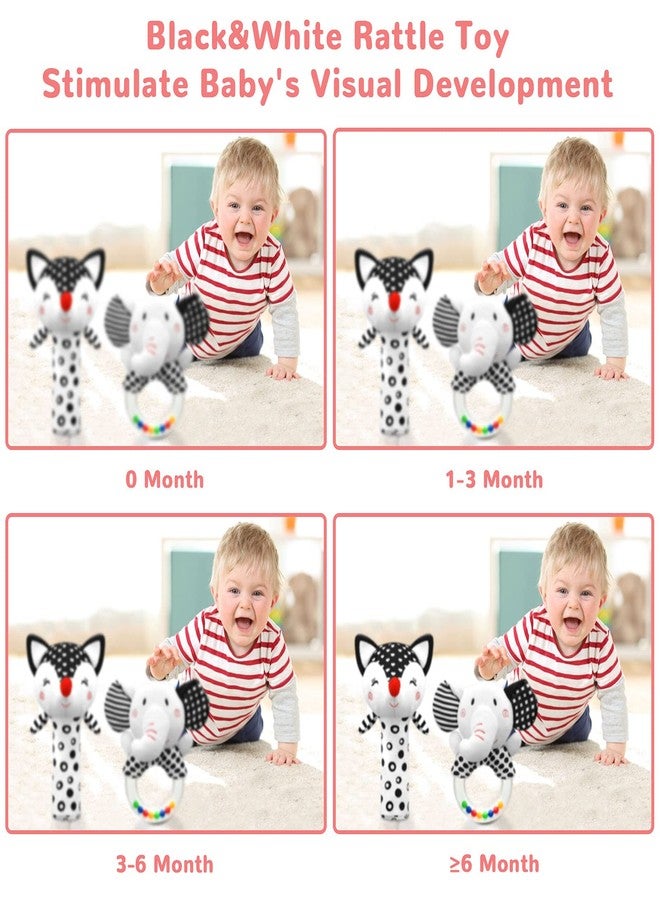 XIXILAND Baby Rattles 0-6 Months Newborn Toys Infant Toys 0-3 Months Rattles for Babies 0-6 Months Baby Toys 0-6 Months, Black and White High Contrast Plush Stuffed Baby Toys for 0 3 6 9 12 Months Girls Boys - Image 2