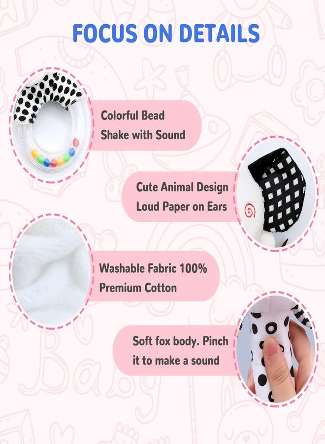 XIXILAND Baby Rattles 0-6 Months Newborn Toys Infant Toys 0-3 Months Rattles for Babies 0-6 Months Baby Toys 0-6 Months, Black and White High Contrast Plush Stuffed Baby Toys for 0 3 6 9 12 Months Girls Boys - Image 4