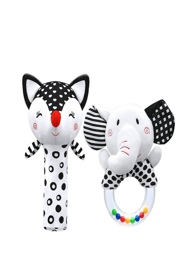XIXILAND Baby Rattles 0-6 Months Newborn Toys Infant Toys 0-3 Months Rattles for Babies 0-6 Months Baby Toys 0-6 Months, Black and White High Contrast Plush Stuffed Baby Toys for 0 3 6 9 12 Months Girls Boys - Image 1