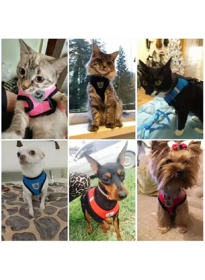 Red M Dog Vest Leash Mesh Pet Collar Breathable Reflective Adjustable Puppy Supplies Christmas Gifts - Image 4