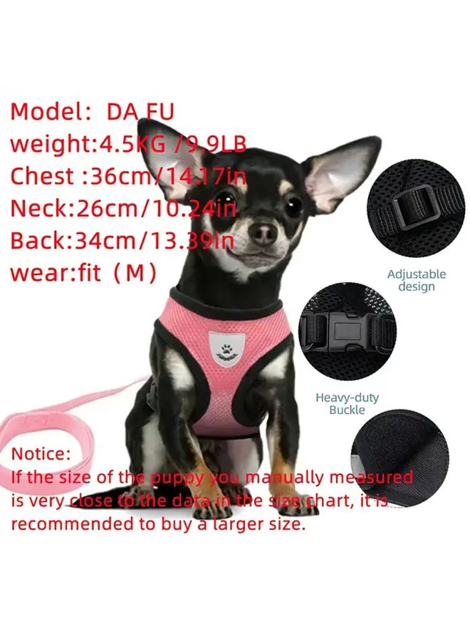 Red M Dog Vest Leash Mesh Pet Collar Breathable Reflective Adjustable Puppy Supplies Christmas Gifts - Image 3