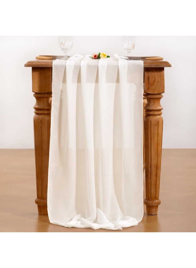 XIYU Chiffon Table Runner 28x120 Inches, Gauze Table Runner, Rustic Sheer Table Decor for Romantic Bridal Shower, Baby Shower, Birthday Party , White - Image 5