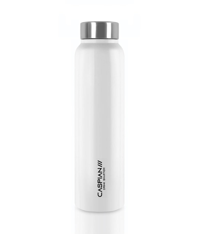 CASPIAN /// Astra Stainless Steel Water Bottle 1 Litre Leak-Proof Thunder 1000 ml - Hydration Companion for Home, Office, Travel and Gym Yoga Kids & Adults (Sparkling White, 1 Litre, Set of 1) - Image 1