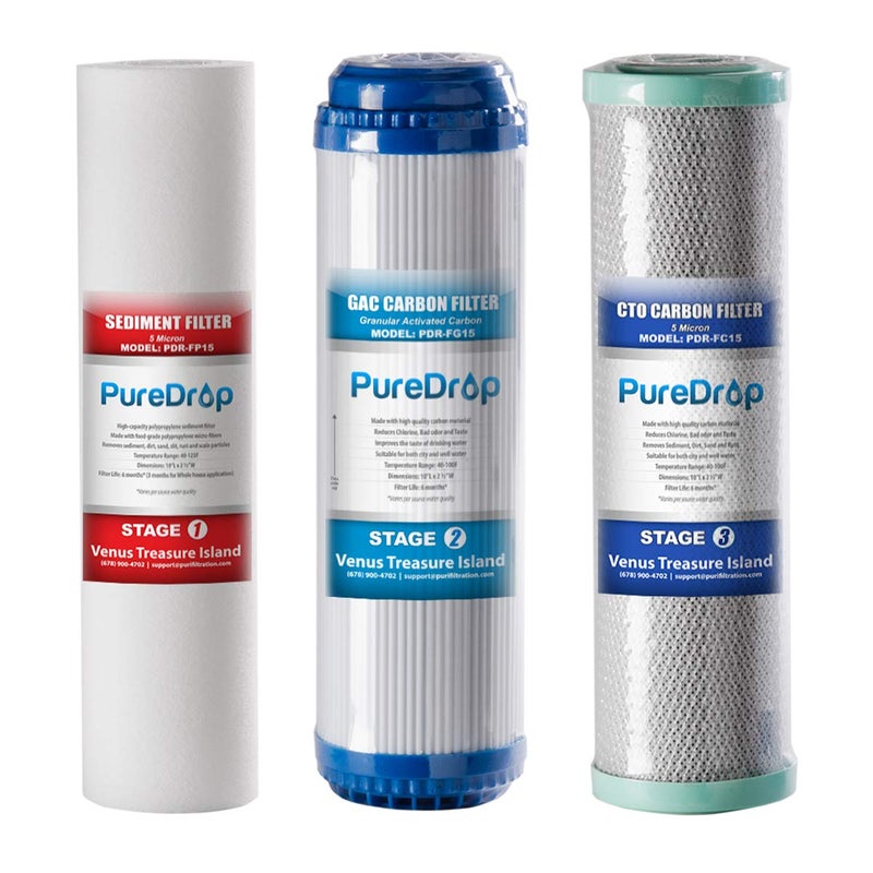 Pure Drop PureDrop 10 In. x 2.5 In. Standard Reverse Osmosis Replacement Pre-Filter Pack (6 Month), White, (PDR-F3) - Image 5