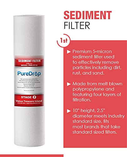 Pure Drop PureDrop 10 In. x 2.5 In. Standard Reverse Osmosis Replacement Pre-Filter Pack (6 Month), White, (PDR-F3) - Image 2