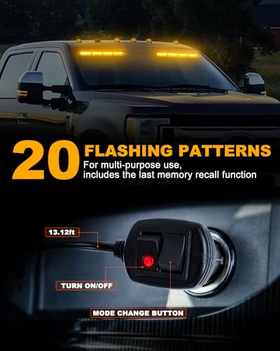 HLauto 6Z4J Emergency Dash Strobe Lights: 2x16.8 inch Amber Safety Lights, 48 LED Flashing Warning Hazard Interior Windshield Visor Traffic Light Bar for Trucks, Construction Vehicles - Image 4