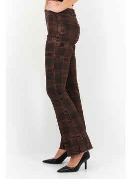 Tinseltown Women Plaid Straight Leg Pants, Brown  - Image 3