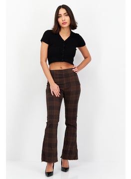 Tinseltown Women Plaid Straight Leg Pants, Brown  - Image 4